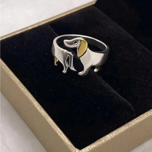 🐶BRAND NEW Dachshund Adjustable Split Design Personalized Opening Ring - Picture 5 of 9